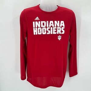 Adidas Shirt Boys XL 18 Red Polyester INDIANA HOOSIERS Team LS Athletic Top READ